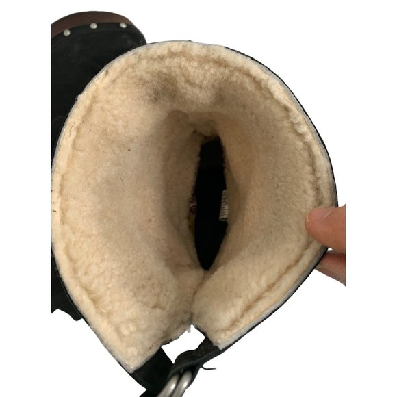 UGG Carnegie Black Suede & Shearling Lined Boots Size 9 1001317 Stud 6809 - Picture 10 of 14